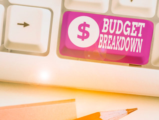 Conceptual hand writing showing Budget Breakdown. Concept meaning dividing the cost of something...