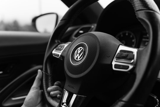 Bamberg, Germany: Circa November 2015 - Steering wheel of a Scirocco