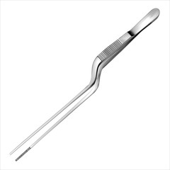 Bayonet forceps. Manual surgical instrument. Surgery and medicine. Isolated object on a white background. Vector illustration.