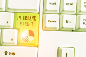Text sign showing Interbank Market. Business photo showcasing forex market where banks exchange...