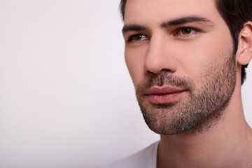Fototapeta premium Close-up, sexy young male face of a white guy.