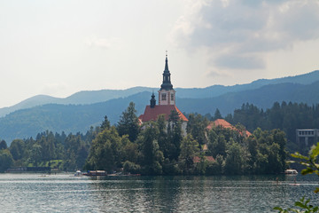 Lake Bled, view from the embankment, Slovenia	