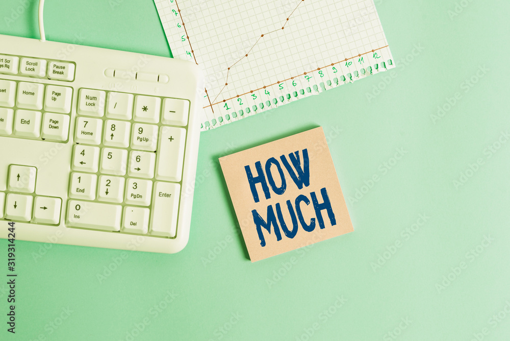 Poster conceptual hand writing showing how much. concept meaning ask about the amount or cost of something 