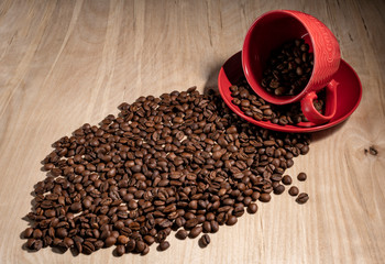 Coffee beans in a Cup of coffee