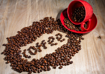 Coffee beans in a Cup of coffee