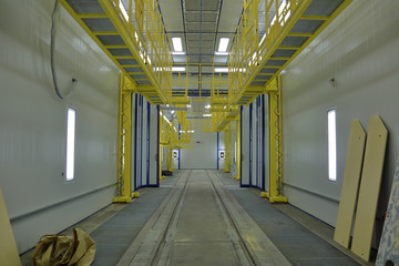 Inside the Mitino electric depot for the maintenance and repair of passenger trains and cars of the city metro. Moscow, Russia