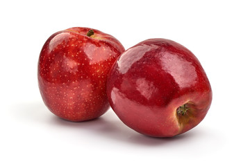 Shiny Red delicious apples, isolated on white background