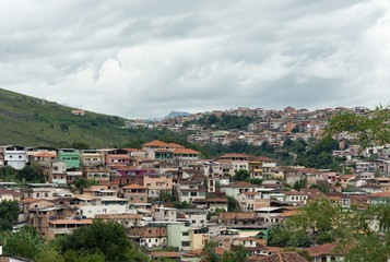 Fototapeta na wymiar MARIANA, MINAS GERAIS, BRAZIL - DECEMBER 23, 2019: Panoramic view of Mariana city in Minas Gerais, Brazil.