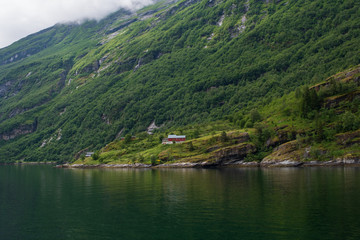 Fototapeta na wymiar natural landscape at geirangerfjord in norway. July 2019