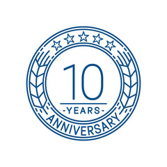 10 years anniversary celebration logo template. Line art vector and illustration.