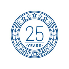 25 years anniversary celebration logo template. Line art vector and illustration.