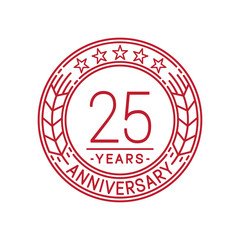 25 years anniversary celebration logo template. Line art vector and illustration.