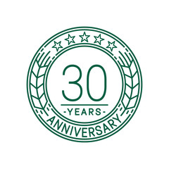 30 years anniversary celebration logo template. Line art vector and illustration.