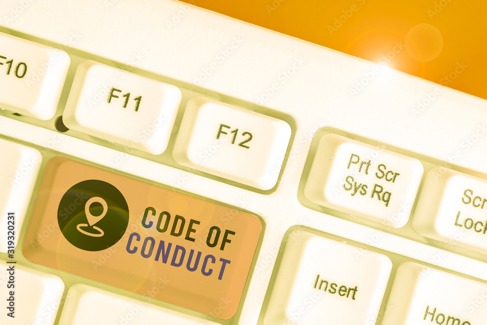Poster conceptual hand writing showing code of conduct. concept meaning ethics rules moral codes ethical pr