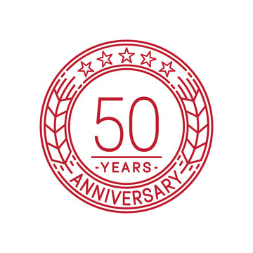 50 years anniversary celebration logo template. Line art vector and illustration.