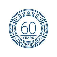 60 years anniversary celebration logo template. Line art vector and illustration.