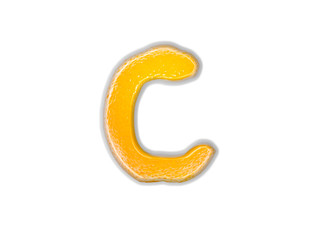 The English letter "C" is made up of oranges