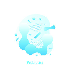 Probiotics bacteria vector illustration. Symbol for milk products, kefir, yogurt.