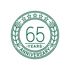 65 years anniversary celebration logo template. Line art vector and illustration.