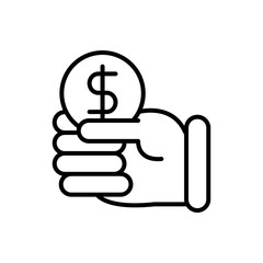 hand with coin business cash money line design
