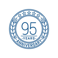 95 years anniversary celebration logo template. Line art vector and illustration.
