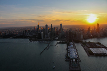 Sunset Chicago - Aerial capture