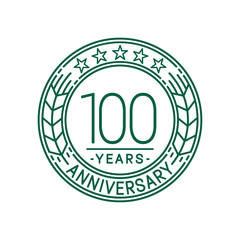 100 years anniversary celebration logo template. Line art vector and illustration.