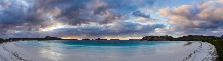 Dawn panorama of the beautiful beach at Lucky Bay, located near Esperance in Western Australia