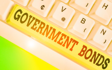 Word writing text Government Bonds. Business photo showcasing debt security issued by a government...