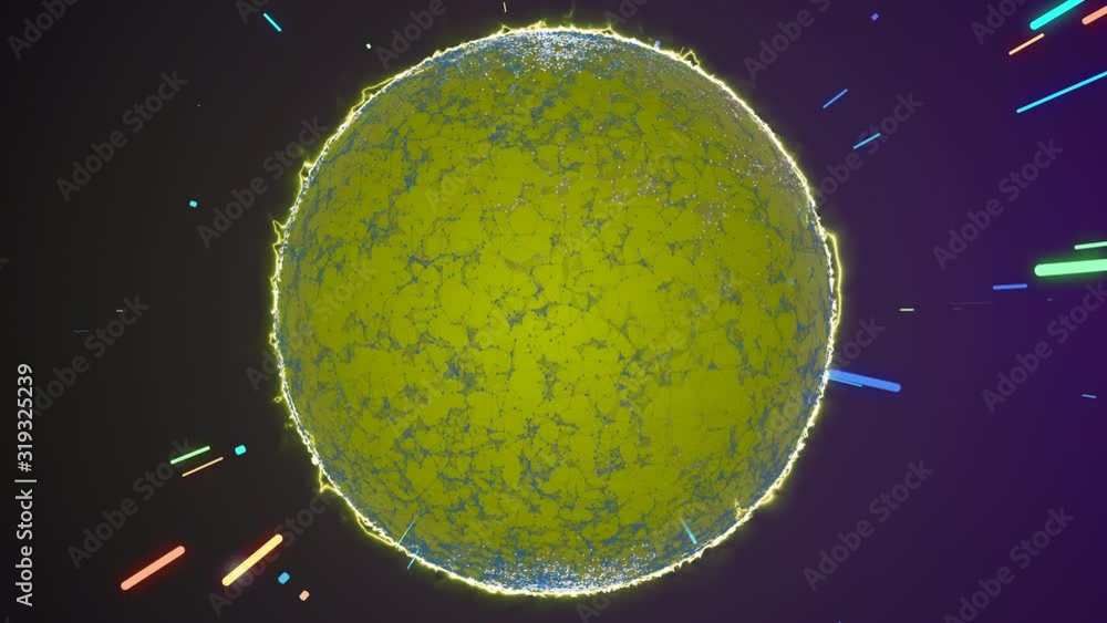 Poster abstract 3d render of virus cell or germs microorganism under microscope over dark background.