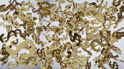 Golden Dollar Symbols - 3D Rendering