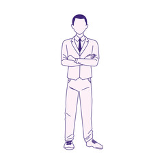 cartoon businessman standing icon, flat design