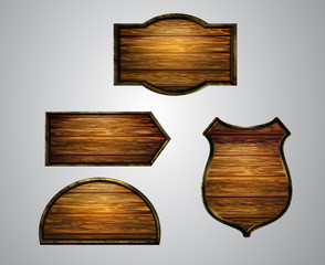 Vector realistic illustration of wooden signboard
