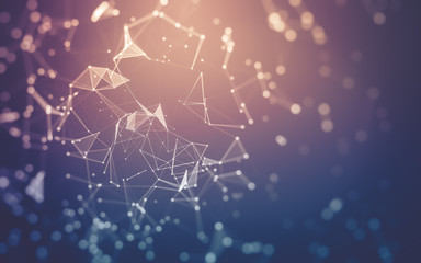 Abstract background. Molecules technology with polygonal shapes, connecting dots and lines....