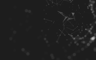 Abstract background. Molecules technology with polygonal shapes, connecting dots and lines. Connection structure. Big data visualization.