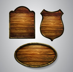 Vector realistic illustration of wooden signboard
