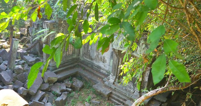 Beng Mealea ancient temple ruines in the middle of jungle forest in Sieam Ream, Cambodia