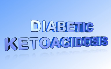 Fototapeta premium 3D rendering diabetic ketoacidosis word - DKA complication of diabetes letter design isolated on blue background