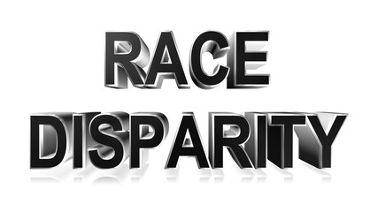 3D rendering race disparity word -  ethnic intolerance  concept letter design isolated on white background