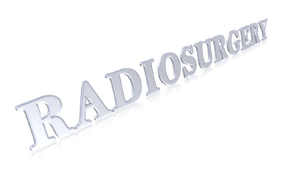 3D rendering radiosurgery word -  radiation surgery letter design isolated on white background