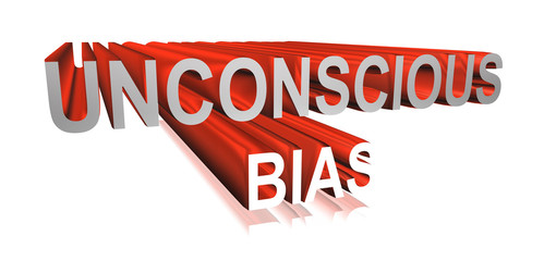 3D rendering unconscious bias word -  implicit bias concept letter design isolated on white background