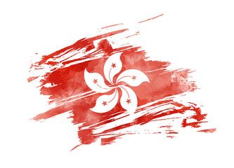 Abstract grunge painted Hong Kong flag