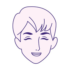 cartoon happy boy face icon, flat design
