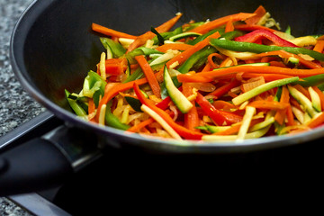 Wok of colorful and varied vegetables
