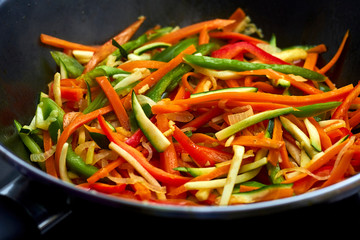 Wok of colorful and varied vegetables