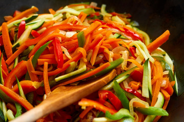 Wok of colorful and varied vegetables