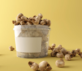 3D generated Halloween concept with small skulls looks like popcorn in plastic container