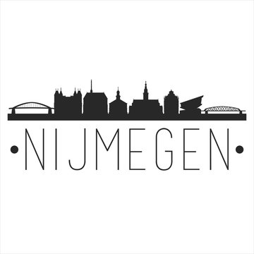Nijmegen Netherlands. City Skyline. Silhouette City. Design Vector. Famous Monuments.