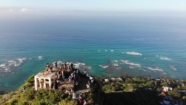 Aerial  View of Diamond Head Volcanic crate in Oahu, Hawaii