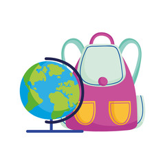 back to school education backpack and globe map geography